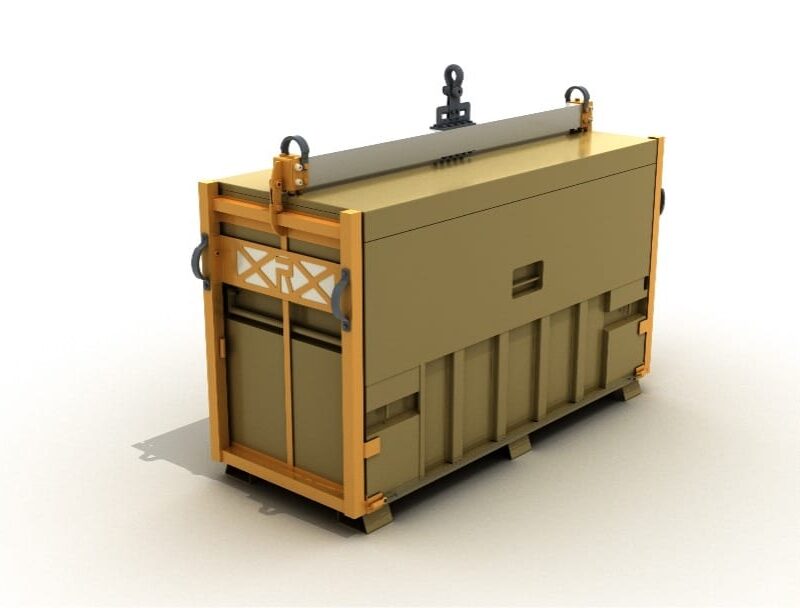 a close-up of Knaack 91 job box with Rigitech's lifting beam system.